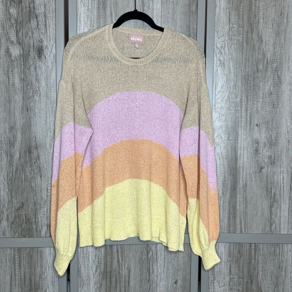Show Me Your Mumu Pismo Sweater in Sunny Stripe Knit Relaxed Pastel Size S